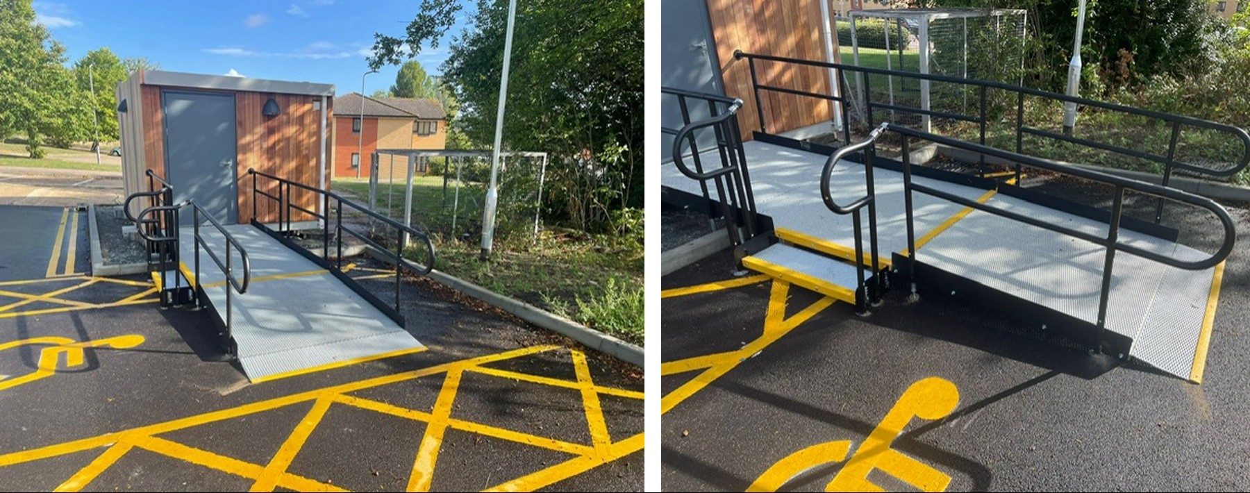 A temporary ramp for a portable building